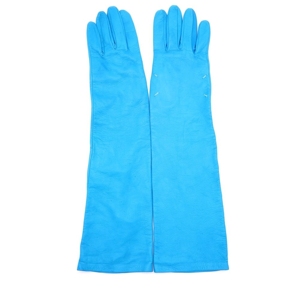 Maison Margiela (メゾンマルジェラ) 22AW Full sleeve leather gloves レザーグローブ 革手袋 ブルー S51TS0059