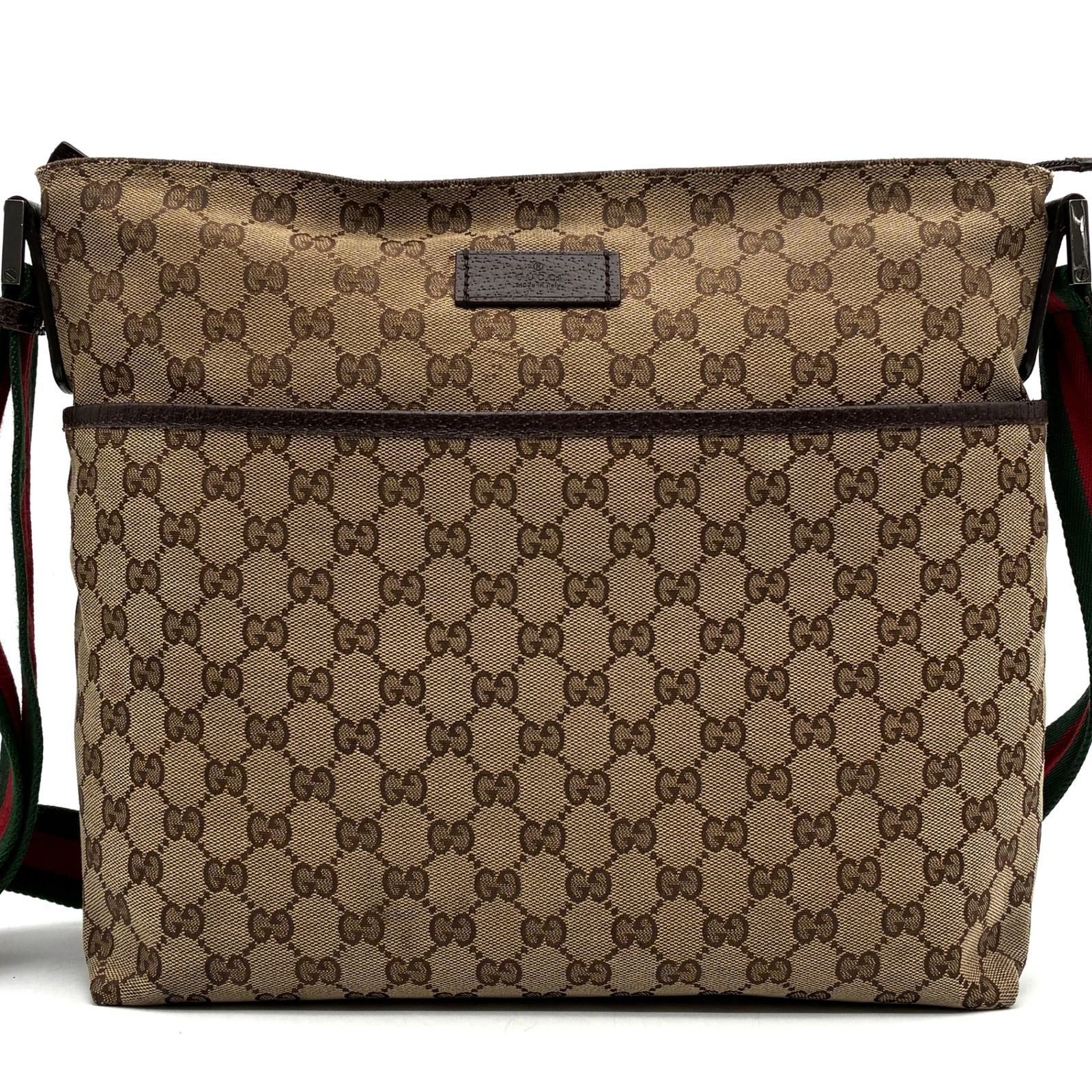 GUCCI GGキャンバス レザー ショルダーバッグ　ロゴ　ブラウン GUCCI ショルダーバッグGGキャンバスロゴレザーブラウンGG | ヤマダ