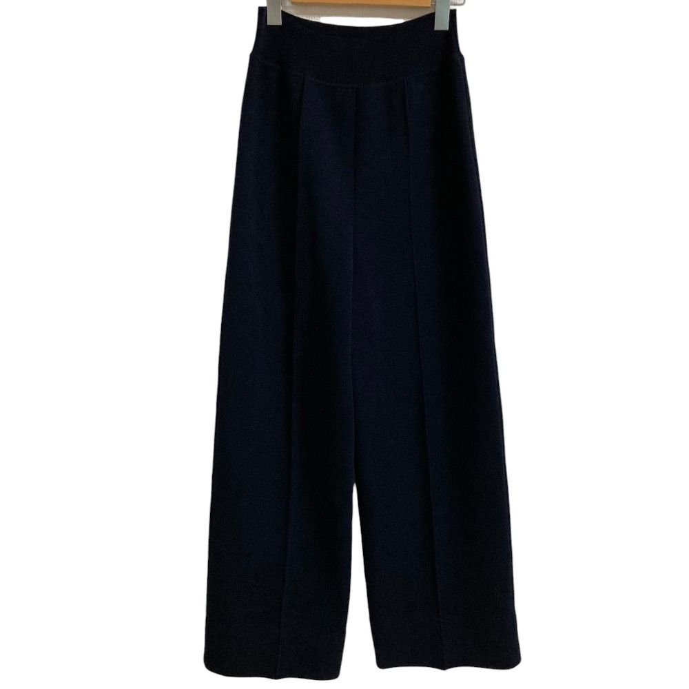 美品 JIL SANDER ジルサンダー イージー ニット ワイドパンツ サイズ36 ネイビー レディース 古着 中古 USED