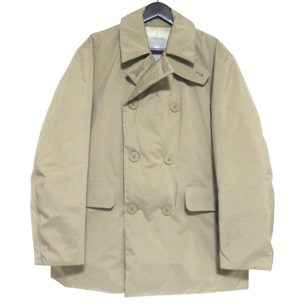DESCENTE デサント ダウンコート Pコート ピーコート Sサイズ カーキベージュ メンズ 古着 中古 USED