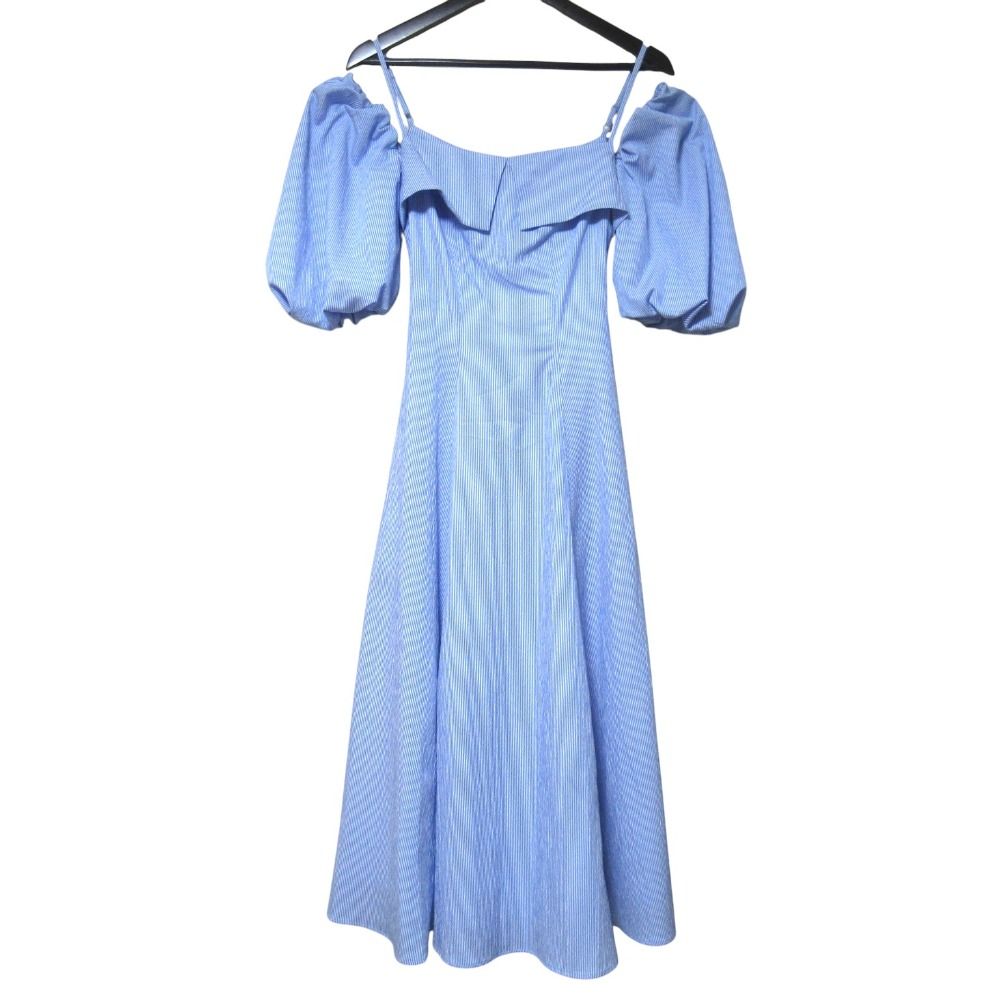 美品 25SS Herlipto ハーリップトゥ Papillon Stripe Shirt Dress ストライプ柄 2way シャツワンピース 1251305090 Mサイズ ブルー レディース 古着 中古 USED