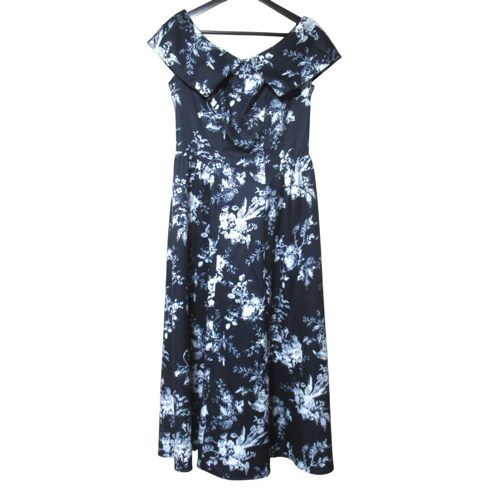 美品 25SS Herlipto ハーリップトゥ Secret Garden Midi Dress フラワー柄 ノースリーブ ワンピース 1252305152 M ネイビー レディース 古着 中古 USED