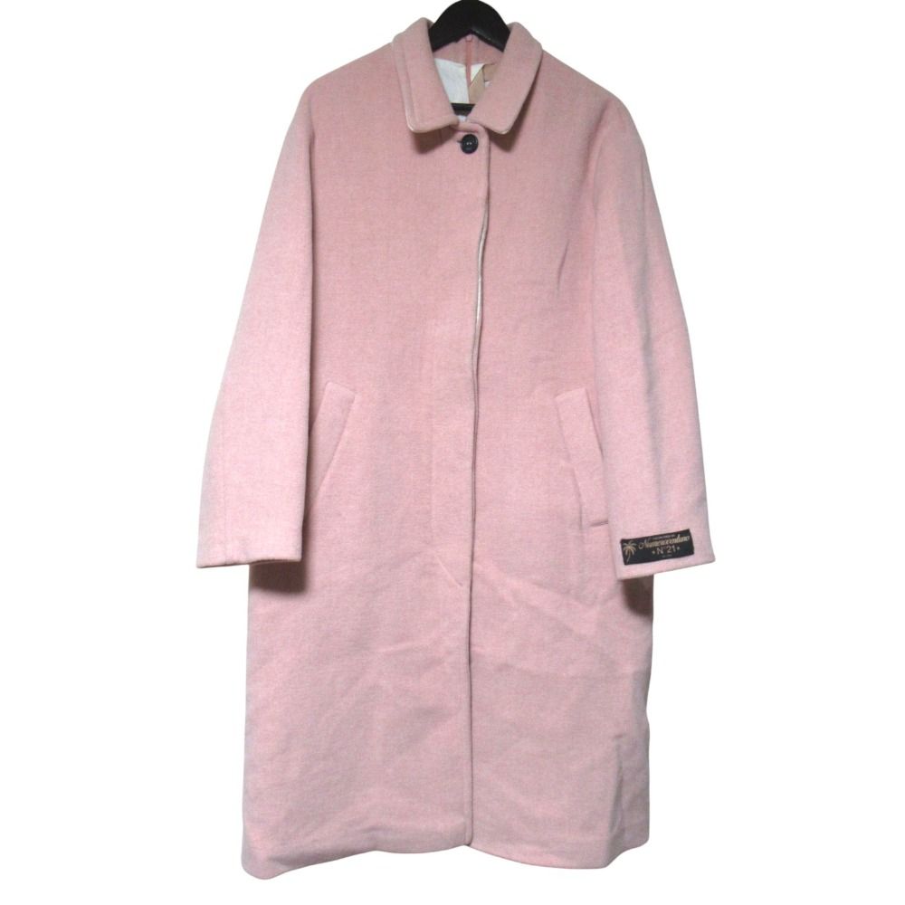 美品 23AW N°21 ヌメロヴェントゥーノ ウール ステンカラーコート サイズ40 ピンク レディース 古着 中古 USED