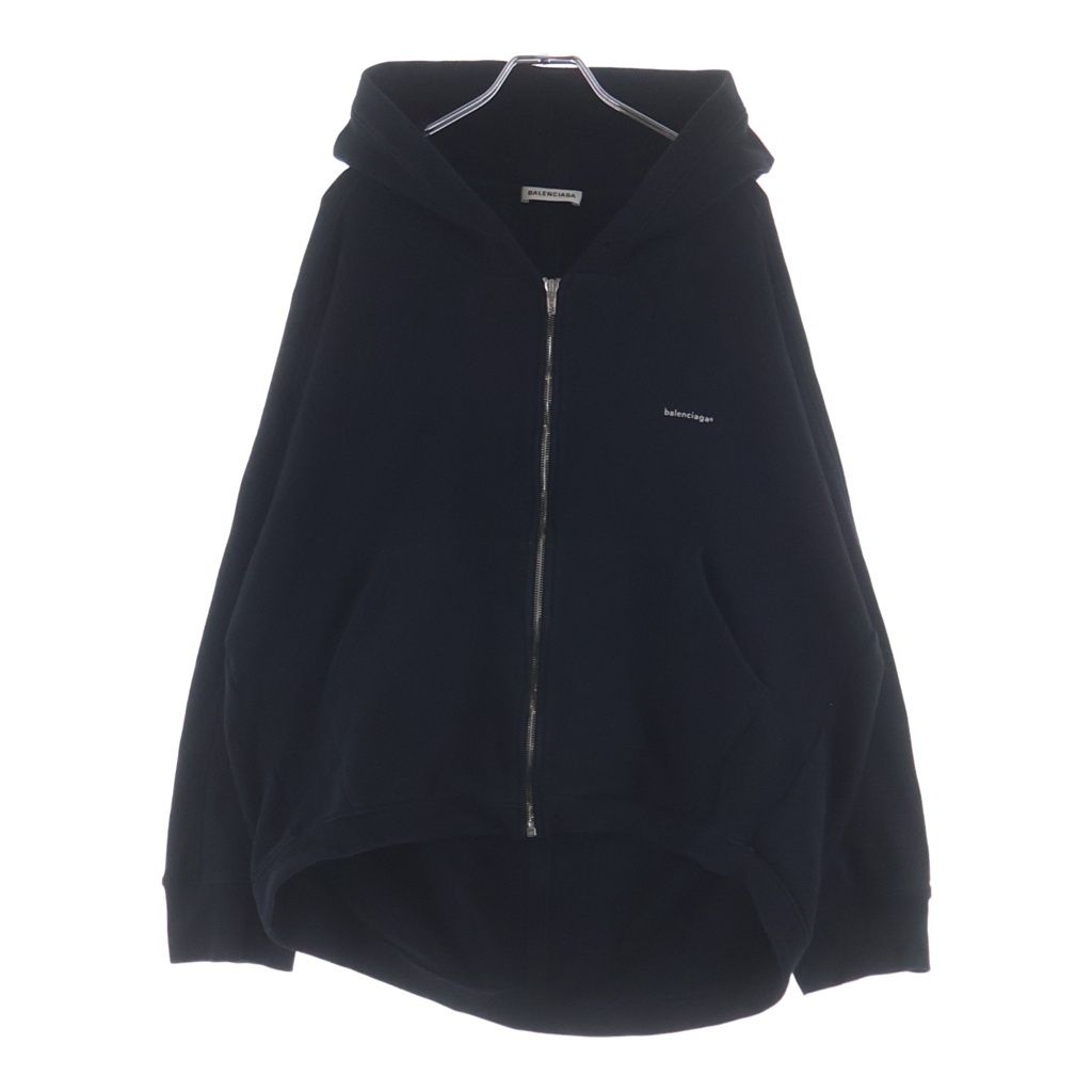 BALENCIAGA (バレンシアガ) 18AW フロントワンポイントロゴプリント ジップアップパーカー フーディ ブラック 482205