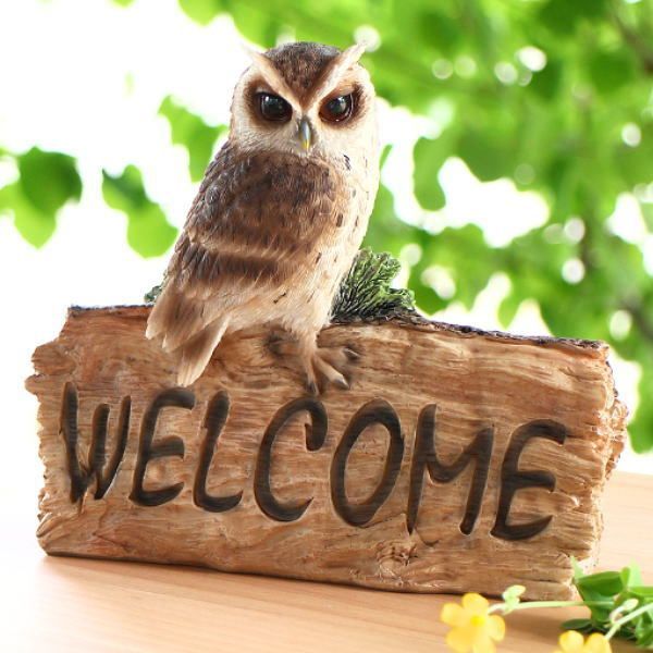 フクロウ 玄関 置物 動物 ふくろう 置物 フクロウ オブジェ WELCOME