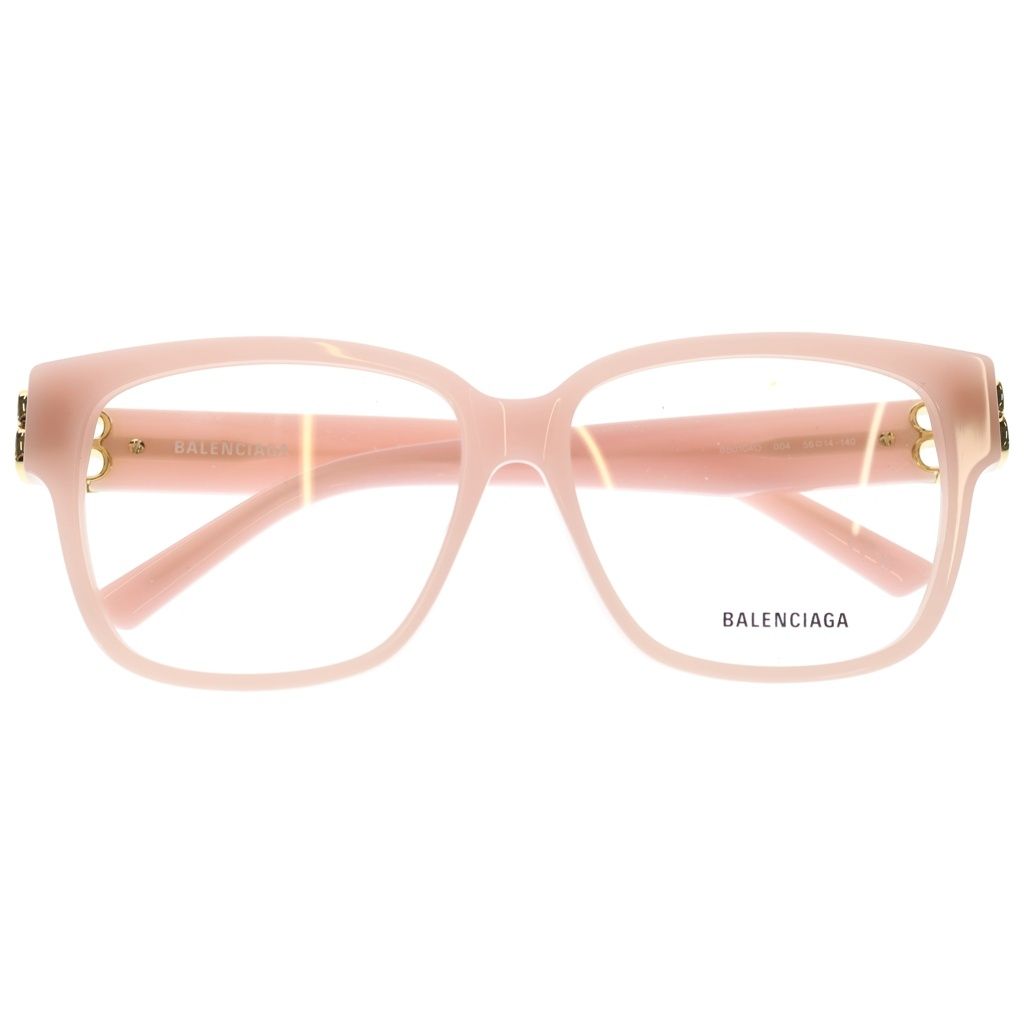 BALENCIAGA (バレンシアガ) スクエア サングラス サイドBBロゴ アイウェア 眼鏡 ピンク BB0104O