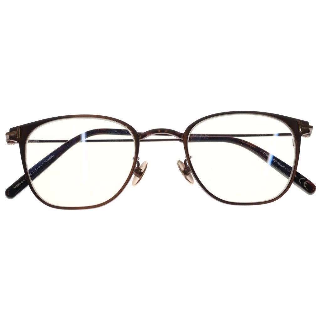 TOM FORD (トムフォード) クラシカルシェイプ メタルフレーム ブルーライトカットレンズ メガネ サングラス 眼鏡 ブラウン TF5864-D-8