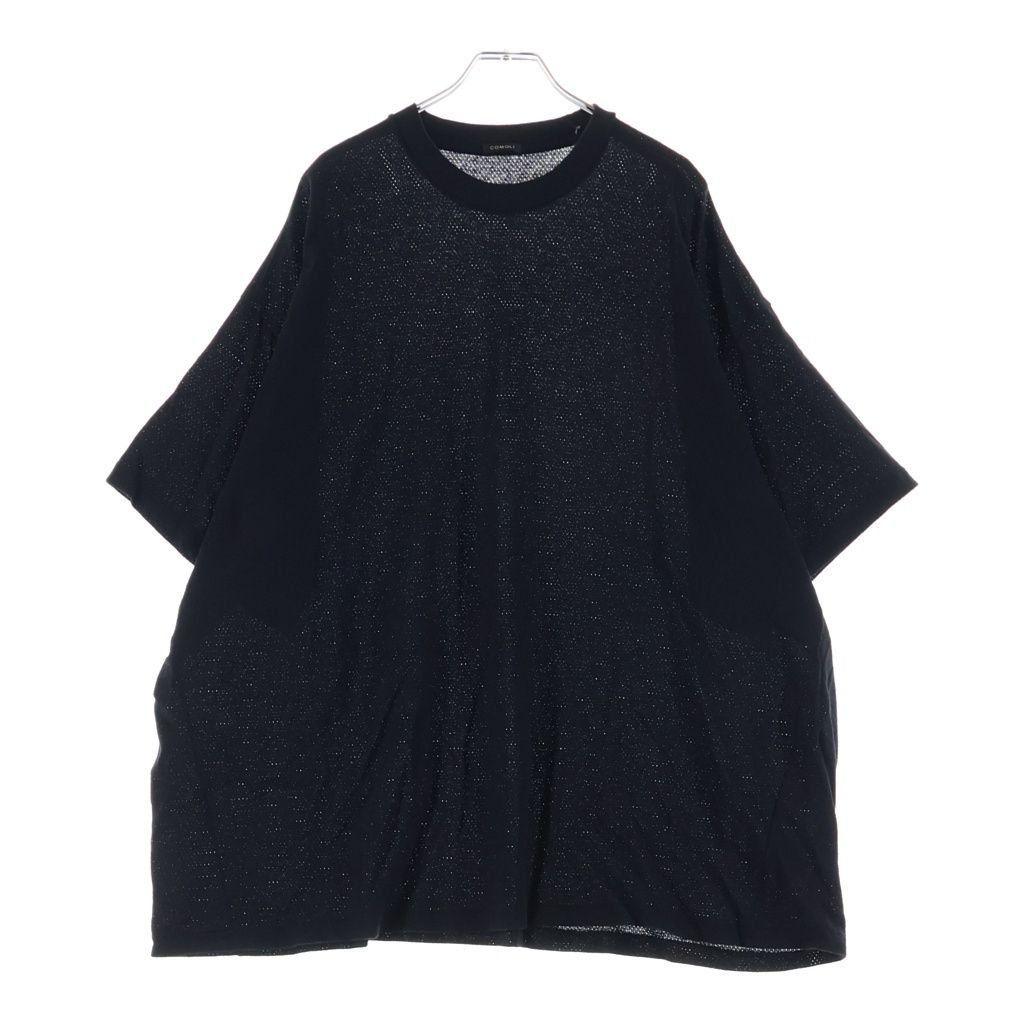 COMOLI (コモリ) 25SS Cotton Mesh Short コットン メッシュ クルーネック 半袖Tシャツ BO1-05036 ブラック