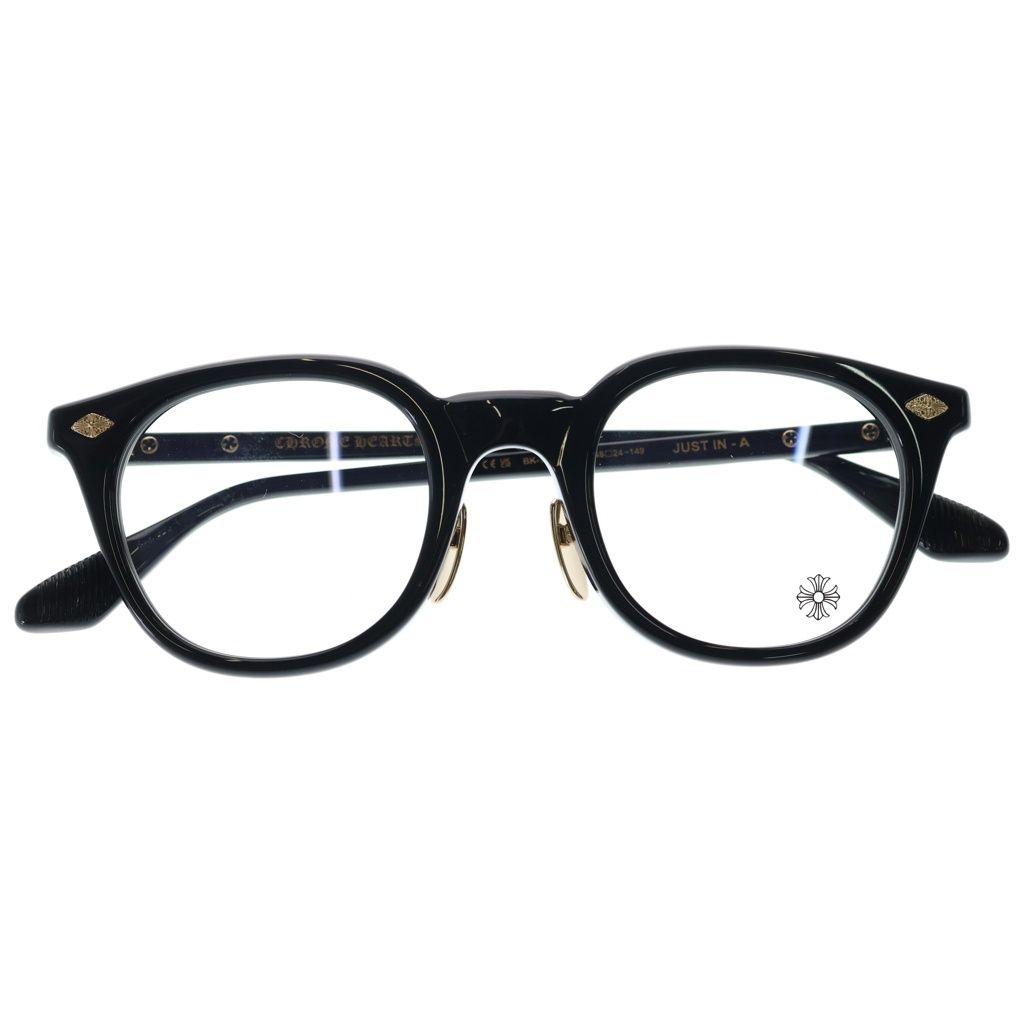 CHROME HEARTS (クロムハーツ) JUST IN-A オーバル装飾 ウェリントンフレーム サングラス メガネ ブラック/ゴールド