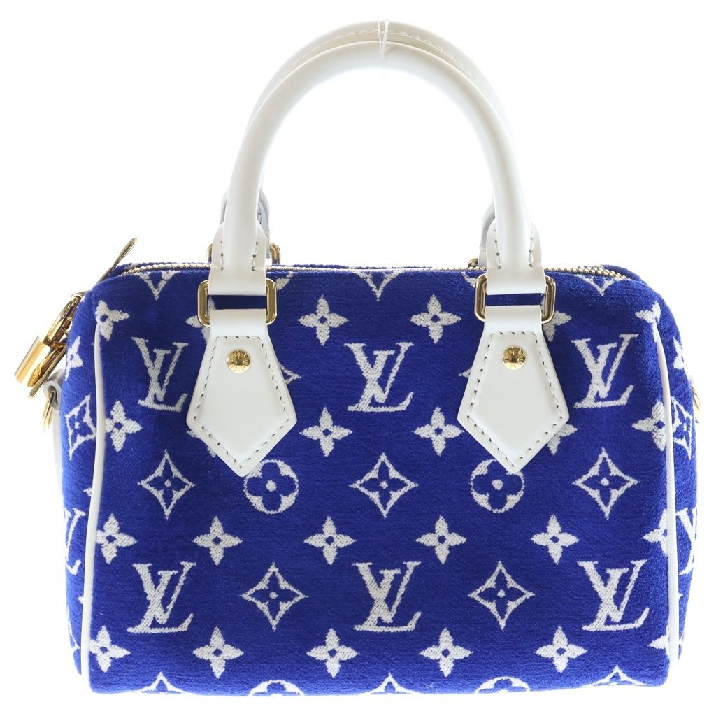 LOUIS VUITTON (ルイヴィトン) LVマッチ スピーディバンドリエール 20 2WAYバッグ ハンドバッグ ショルダーバッグ ミニボストンバッグ ブルー×ホワイト レザー M20751 ゴールド金具