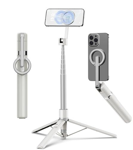 TONEOF 173cm マグネット 自撮り棒 Magnetic スマホ 三脚 マグネット スタンド 卓上三脚 じどり棒 磁気 セルカ棒 三脚 充電式リモコン メタルリング付き 軽量 Android/iPhoneに対応（ベージュ） shu 1fc0852f