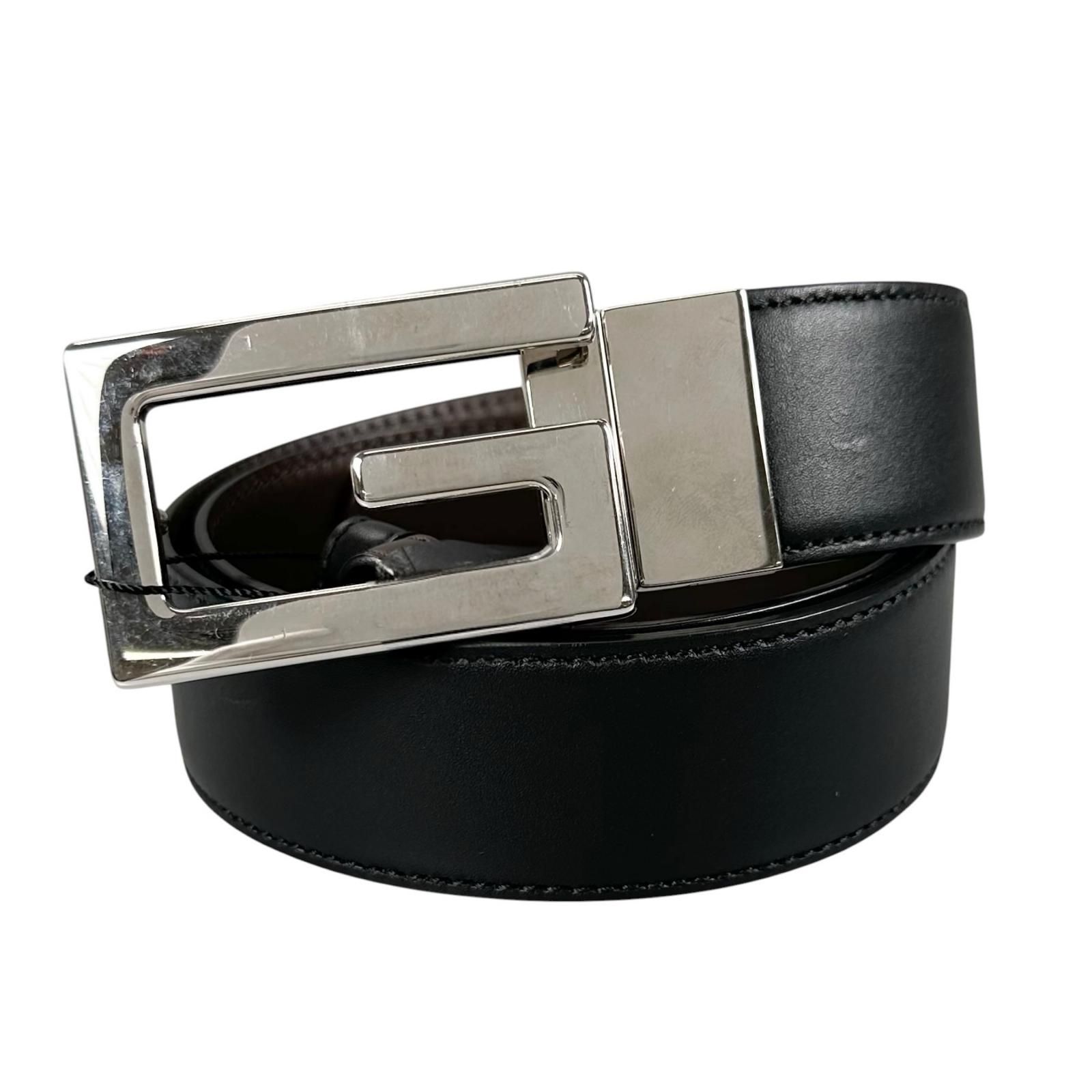 GUCCI グッチ リバーシブル スクエアG 626974 ベルト GP/レザー ブラック/ブラウン/シルバー【中古】 メンズ