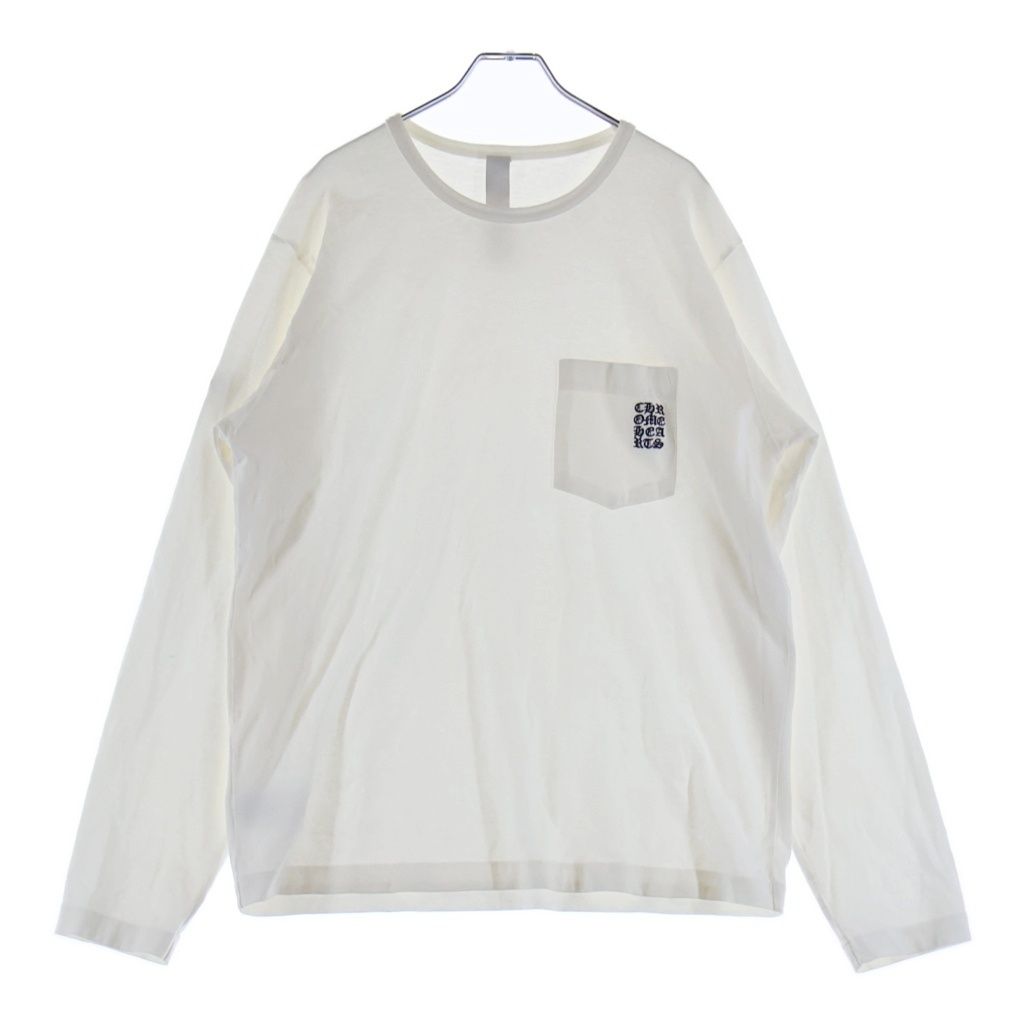 CHROME HEARTS (クロムハーツ) Y NOT 英字ラベル刺繍長袖カットソー ホワイト