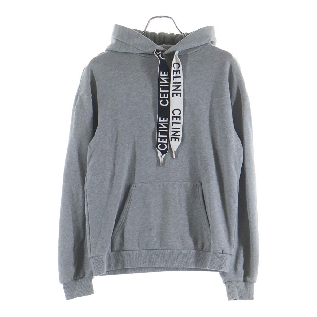 CELINE (セリーヌ) 21AW Loose Sweatshirt In Cotton Fleece ドローコード フーディー スウェット プルオーバーパーカー グレー 2Y468670Q