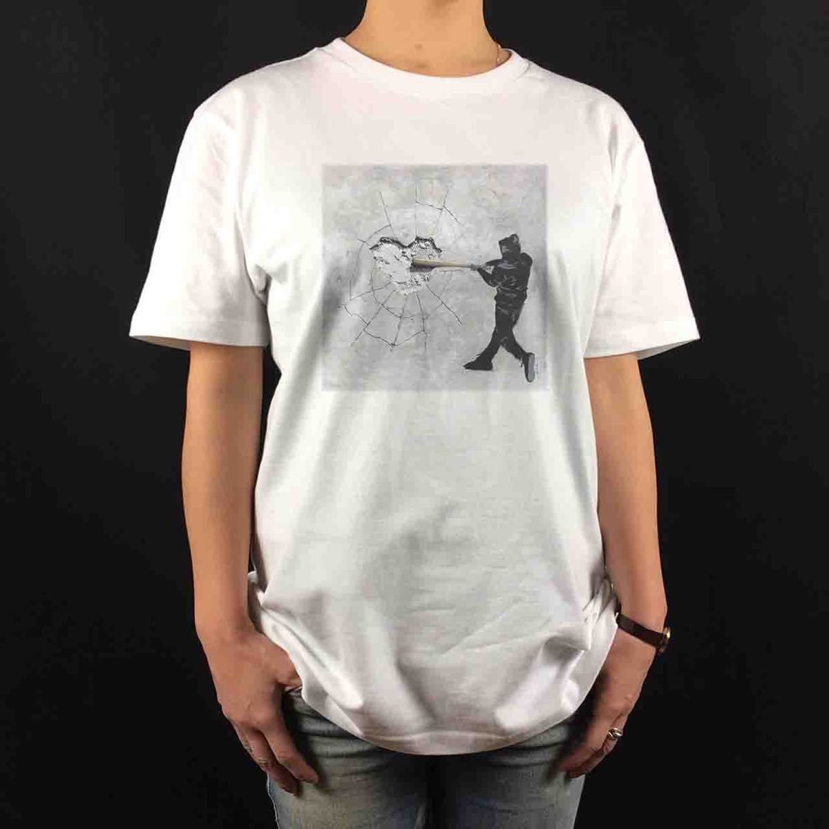 オリジナル Tシャツ ハイジャック ミスターブレインウォッシュ バッティング バンクシー風 Tシャツ S M L XL タイト ジャスト 大きい ビッグ オーバーサイズ メンズ レディース ユニセックス ピンククリーム