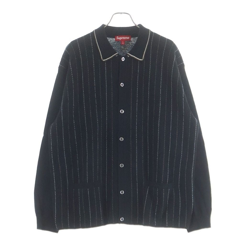 SUPREME (シュプリーム) 25SS Herringbone Cardigan Black ヘリンボーン ストライプカーディガン ブラック