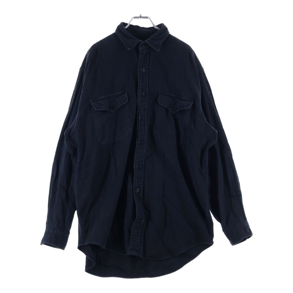 POLO RALPH LAUREN (ポロラルフローレン) 90S COTTON FLANNEL L/S SHIRT コットン フランネル エルボーパッチ 長袖シャツ ブラック