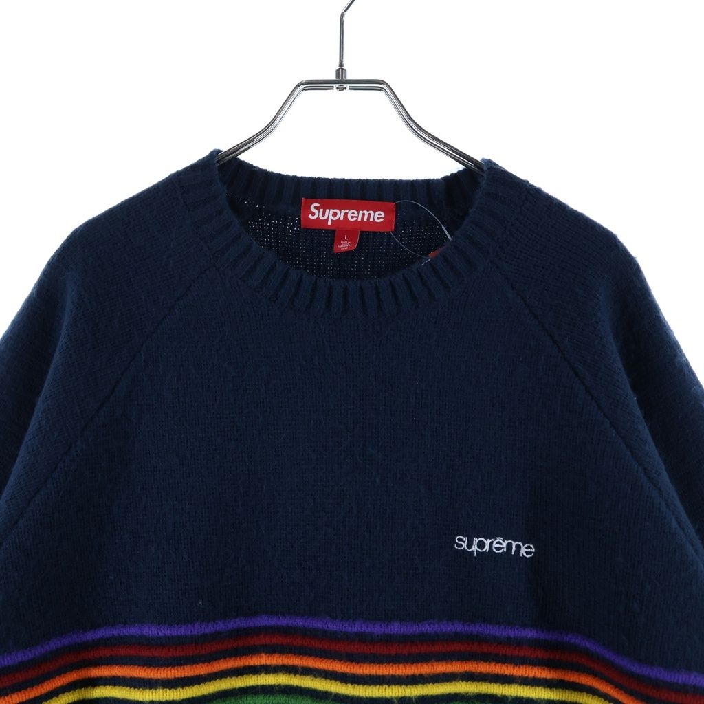 SUPREME (シュプリーム) 26SS Raised Stripe Sweater Navy レイズド
