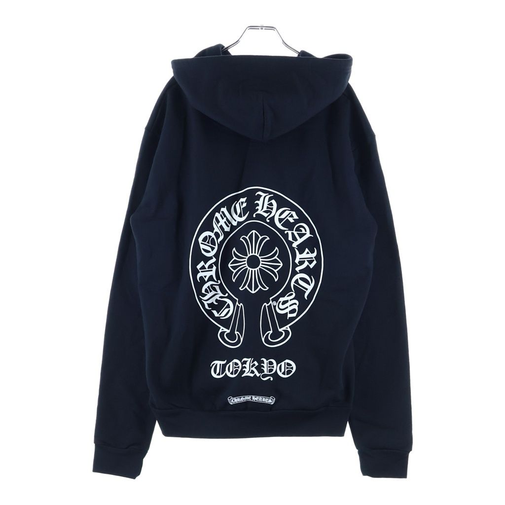 CHROME HEARTS (クロムハーツ) SWTSHRT HD ZIP LTD TOKYO 東京限定 バックホースシュープリント ジップアップスウェットパーカー フーディー ブラック