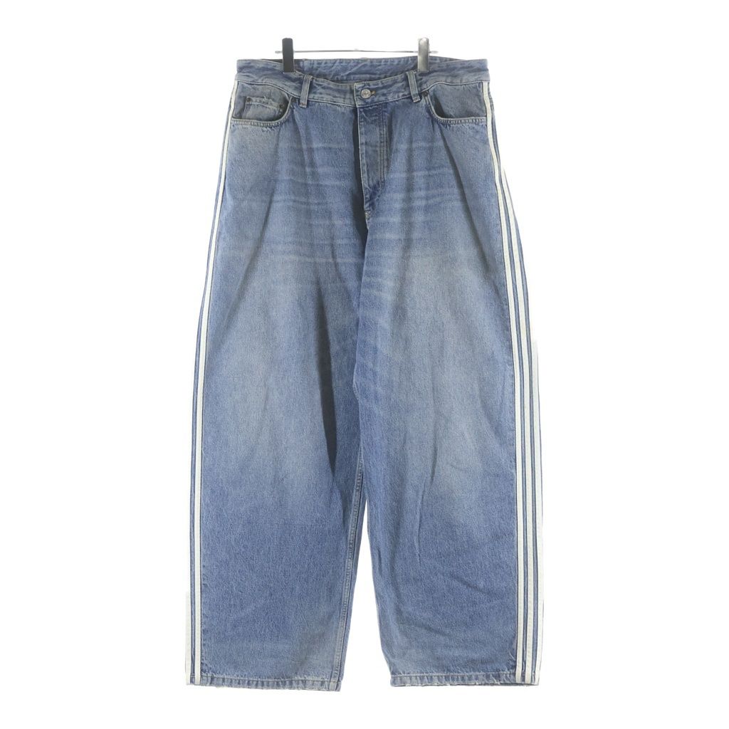 BALENCIAGA (バレンシアガ) ×adidas 23SS Wide Large Baggy Pants 724778 THW25 ×アディダス サイドラインバギーデニムパンツ インディゴ