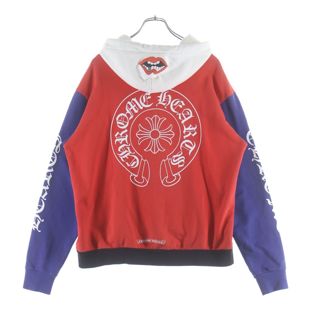 CHROME HEARTS (クロムハーツ) MATTY BOY PPO HD CHOMPER PLVR MATTY BOY トリコロールチョンパープルオーバーパーカー レッド/ブルー