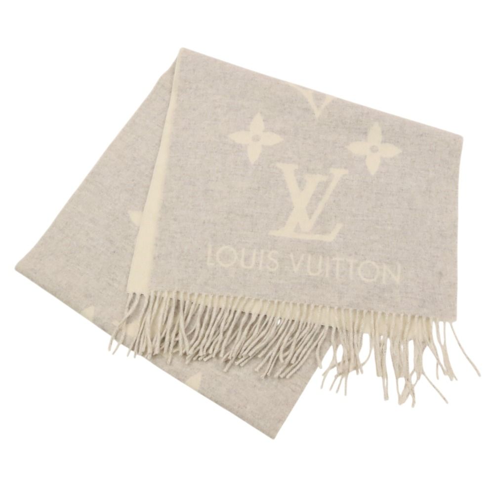 美品 Louis Vuitton ルイヴィトン エシャルプ レイキャビック カシミヤ100% マフラー ストール M71126 グレー レディース 古着 中古 USED