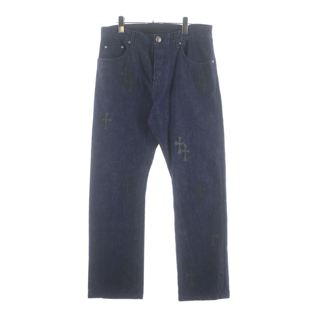 CHROME HEARTS (クロムハーツ) DENIM CROSS PATCH 5POCKET クロスパッチ アフターカスタム デニムパンツ5ポケット インディゴ/ブラック