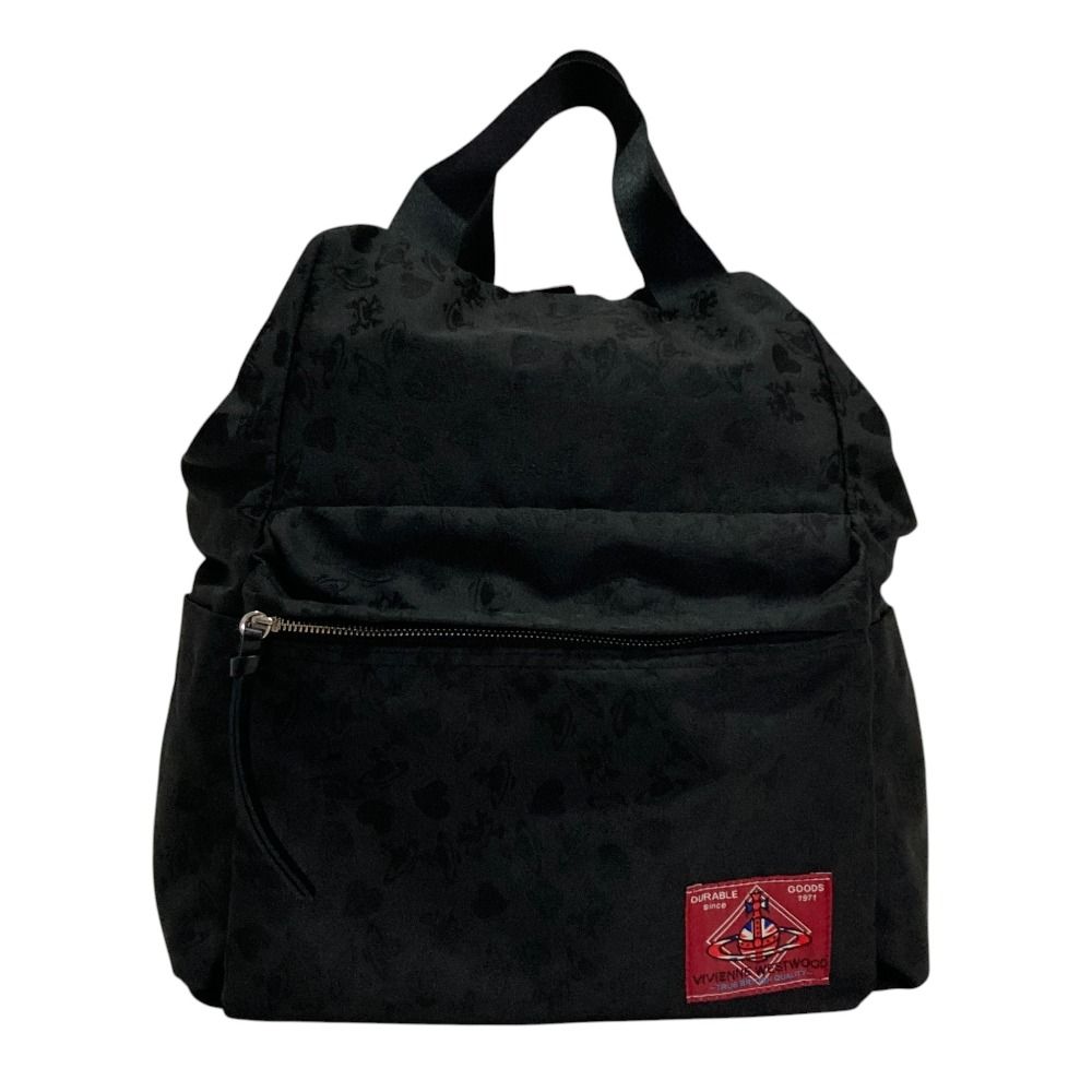 美品 Vivienne Westwood ヴィヴィアンウエストウッド ハート オーブ ジャガード バックパック ブラック レディース 古着 中古 USED