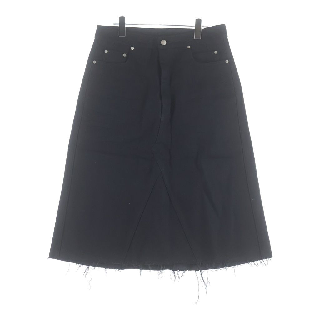 Rick Owens (リックオウエンス) 23AW distressed-finish knee-length denim skirt ダメージ加工 デニムスカート ブラック RR02C7300-HBLK