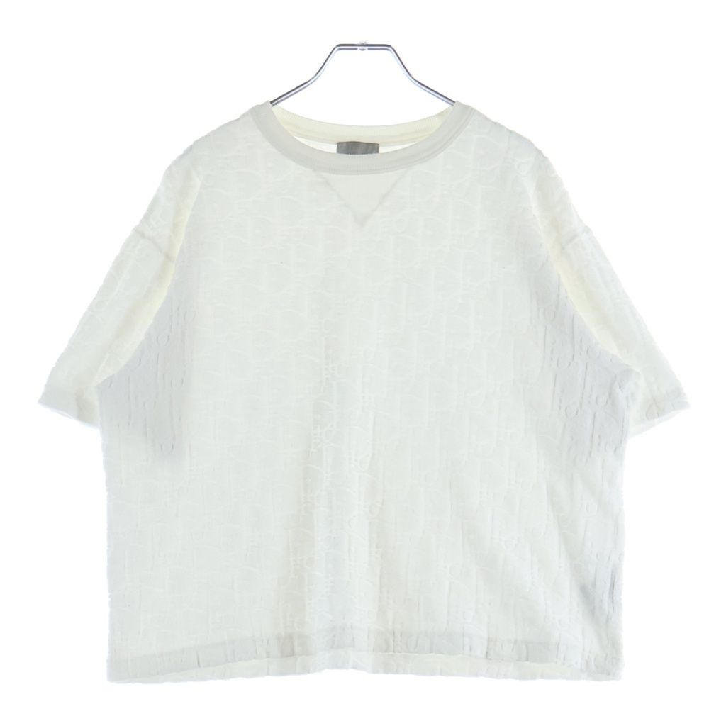 Christian Dior (クリスチャンディオール) オブリーク総柄 パイルジャガード 半袖Tシャツ カットソー ホワイト 113J692A0614