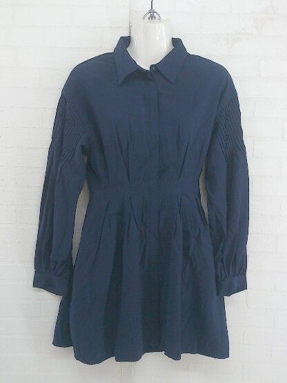 ◇ MOUSSY マウジー 長袖 膝丈 シャツ ワンピース サイズ2 ネイビー レディース P 【中古】 【1208310004834】