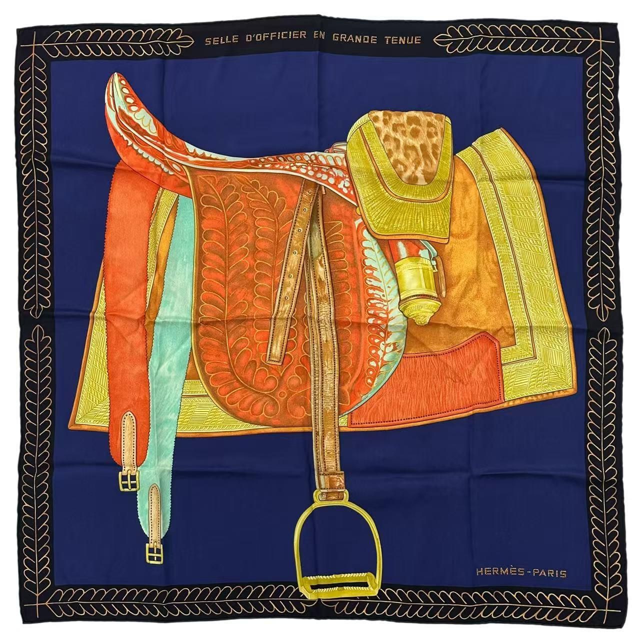 極美品 HERMES エルメス スカーフ シルク 士官鞍の礼装 マルチカラー