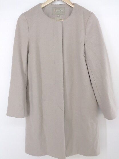 ◇ A day in the life UNITED ARROWS ノーカラー ウール 長袖 コート サイズ36 ベージュ系 レディース P 【中古】 【1209020001069】