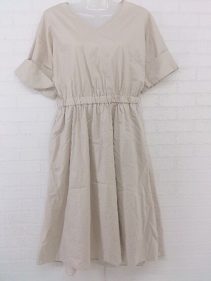 ◇ Simplicite シンプリシテェ 五分袖 膝下丈 ワンピース ベージュ レディース P 【中古】 【1209050001404】