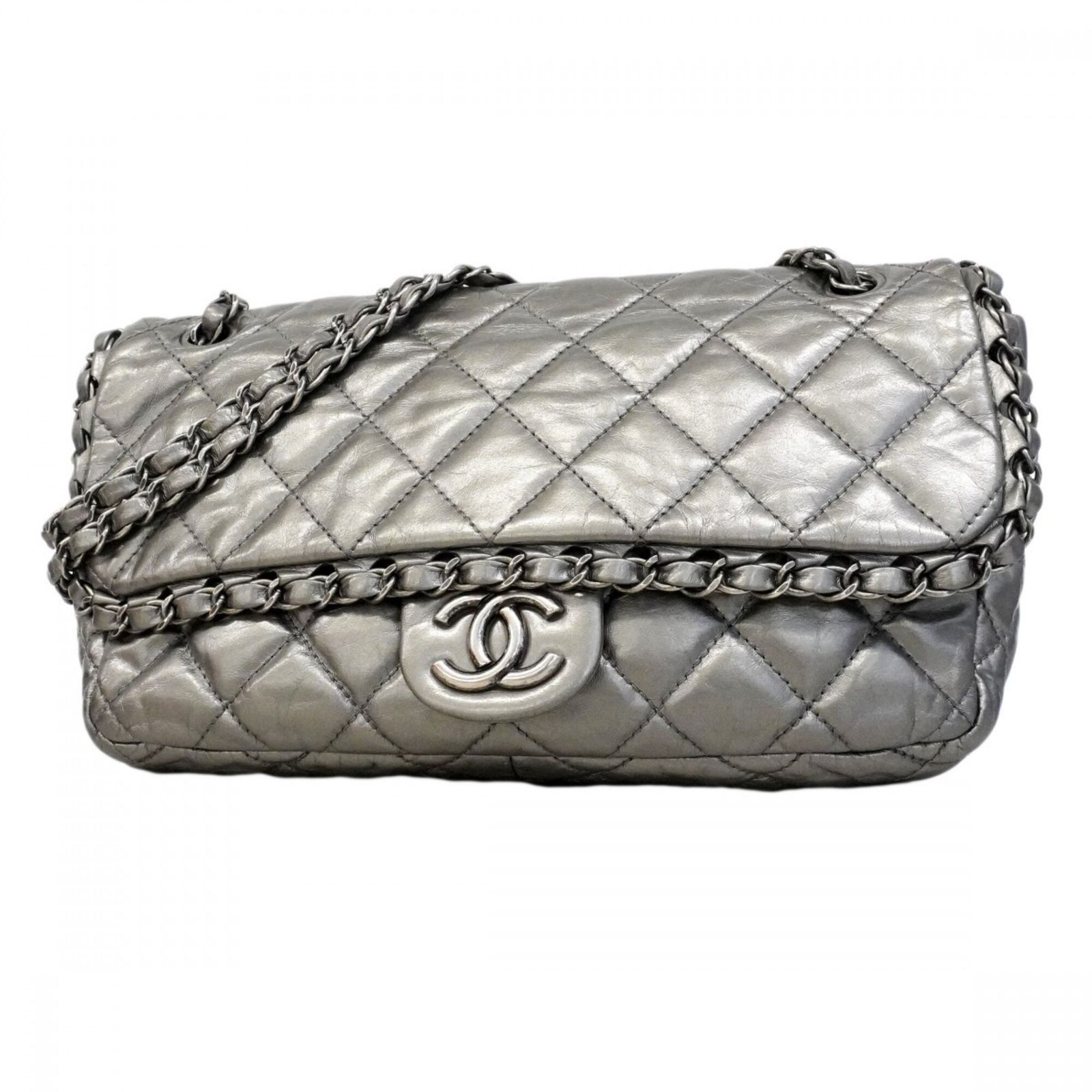 シャネル(Chanel) シャネル ショルダーバッグ マトラッセ Wチェーン レザー シルバー レディース 197,090円
