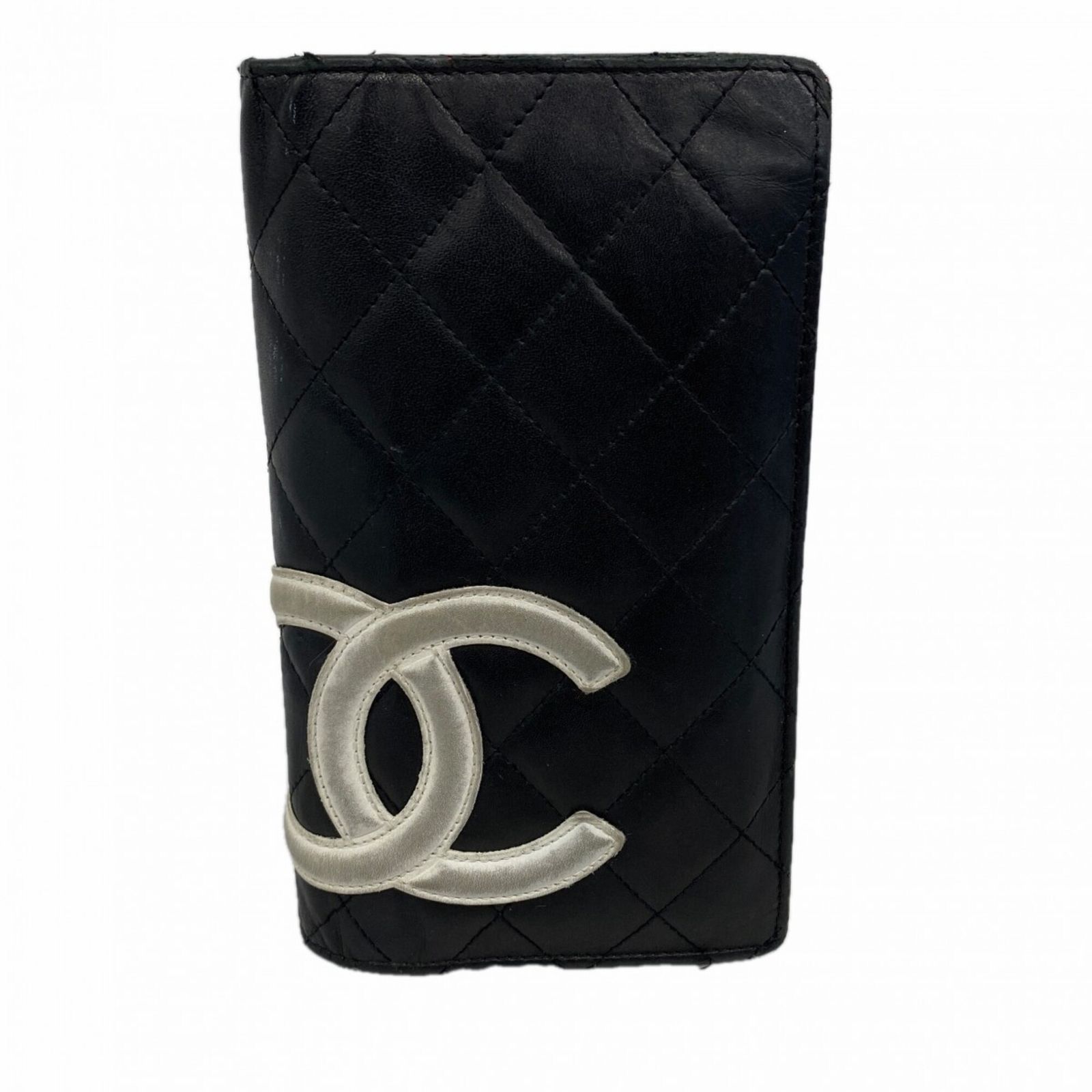 シャネル(Chanel) シャネル 長財布 カンボン ラムスキン ブラック ホワイト レディース