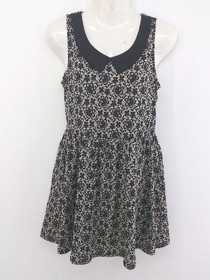 ◇ PAGEBOY ページボーイ 花柄 チュニック ノースリーブ ブラウス カットソー サイズF ベージュ ブラック レディース P 【中古】 【1209060009728】