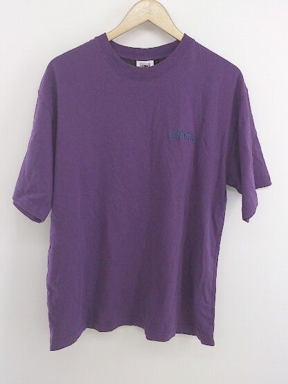 ◇ VISION STREET WEAR 刺繍 五分袖 Tシャツ カットソー サイズL パープル メンズ P 【中古】 【1209130001874】