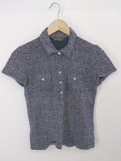 ◇ ◎ Eddie Bauer エディー バウアー 総柄 半袖 シャツ ブラウス サイズPS ネイビー ホワイト レディース P 【中古】 【1209270005848】