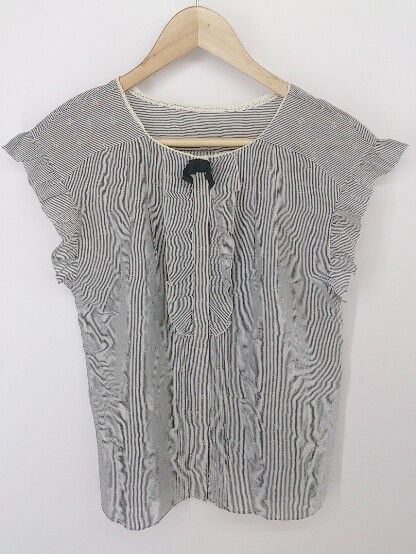 ◇ JILL STUART フリル ストライプ ノースリーブ シャツ ブラウス サイズS ホワイト グレー レディース P 【中古】 【1210050003428】