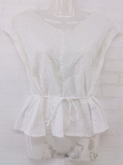 ◇ ◎ PAGEBOY ページボーイ ALICIA レース フレンチスリーブ ブラウス カットソー サイズF ホワイト レディース P 【中古】 【1210030004292】