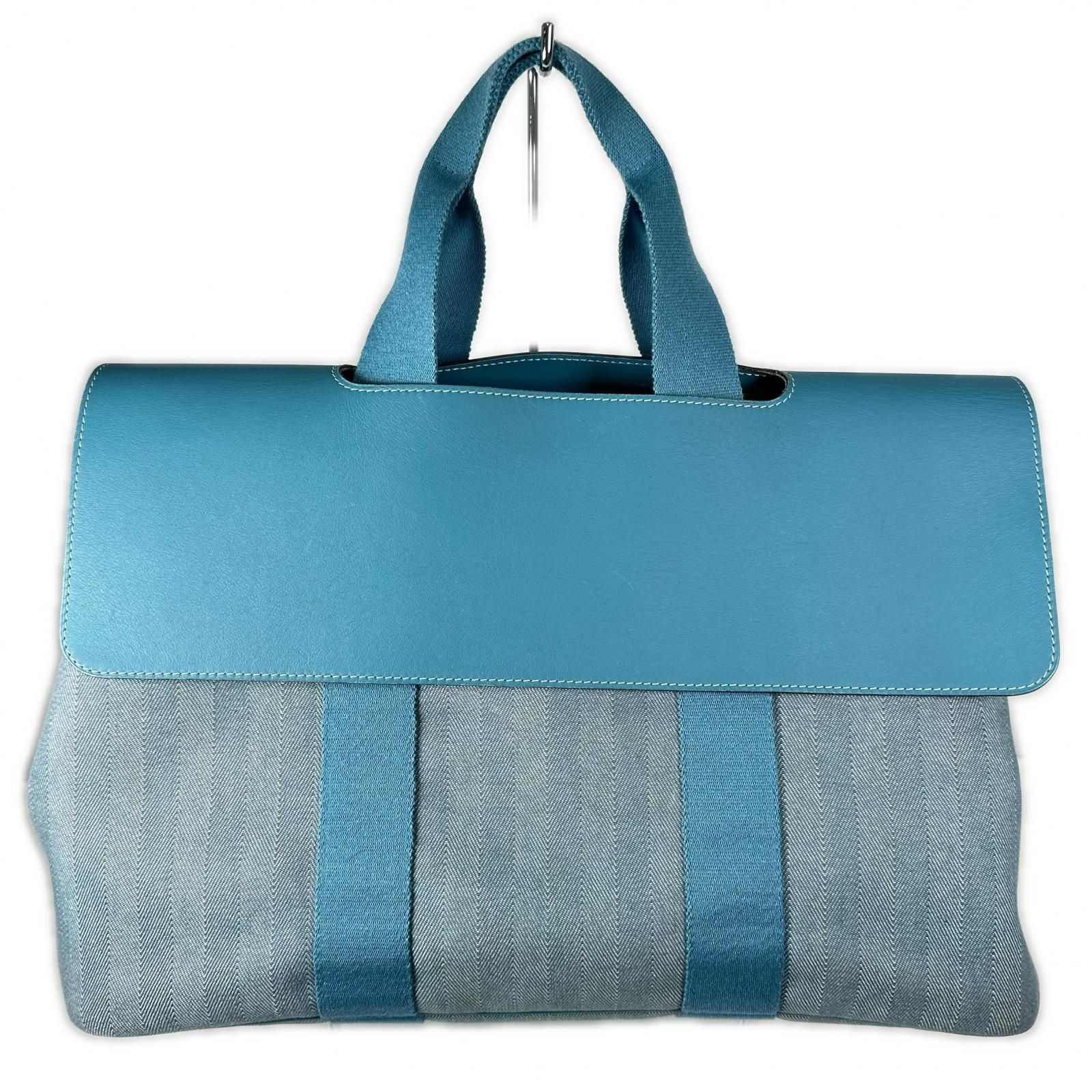 HERMES エルメス ヴァルパライソ トートバッグ ブルー トワル 