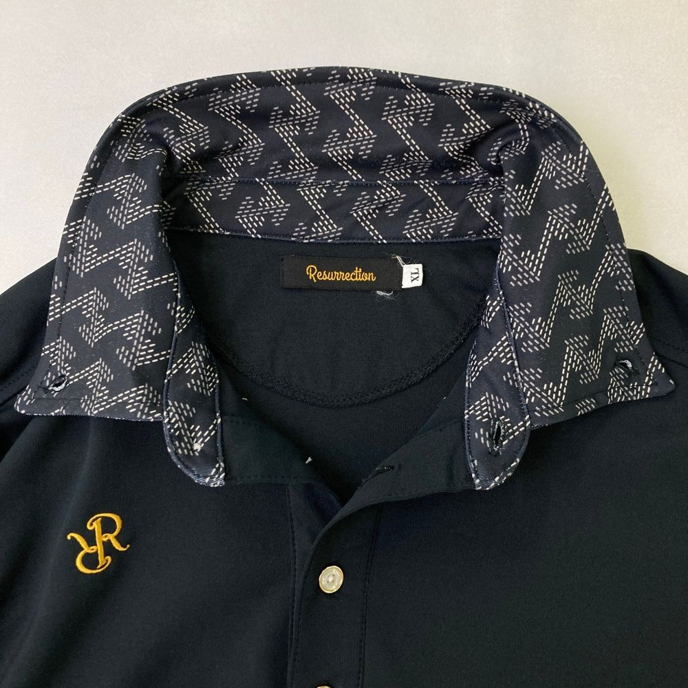 サイズ：XL RESURRECTION レザレクション 長袖ポロシャツ ブラック系