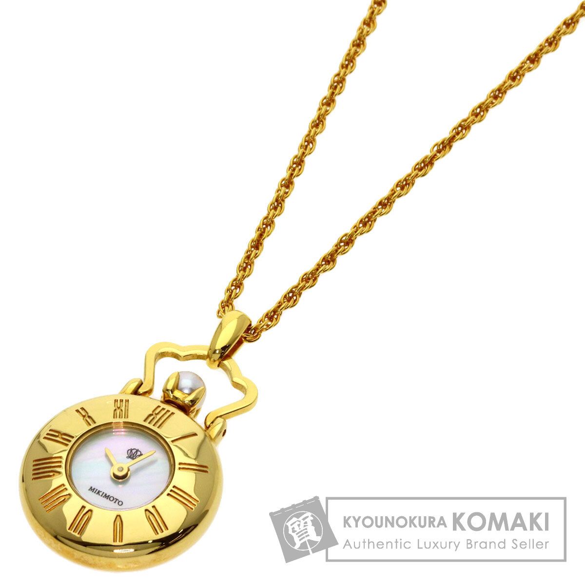MIKIMOTO ミキモト パール 真珠 ペンダントウォッチ 腕時計 GP レディース [中古]