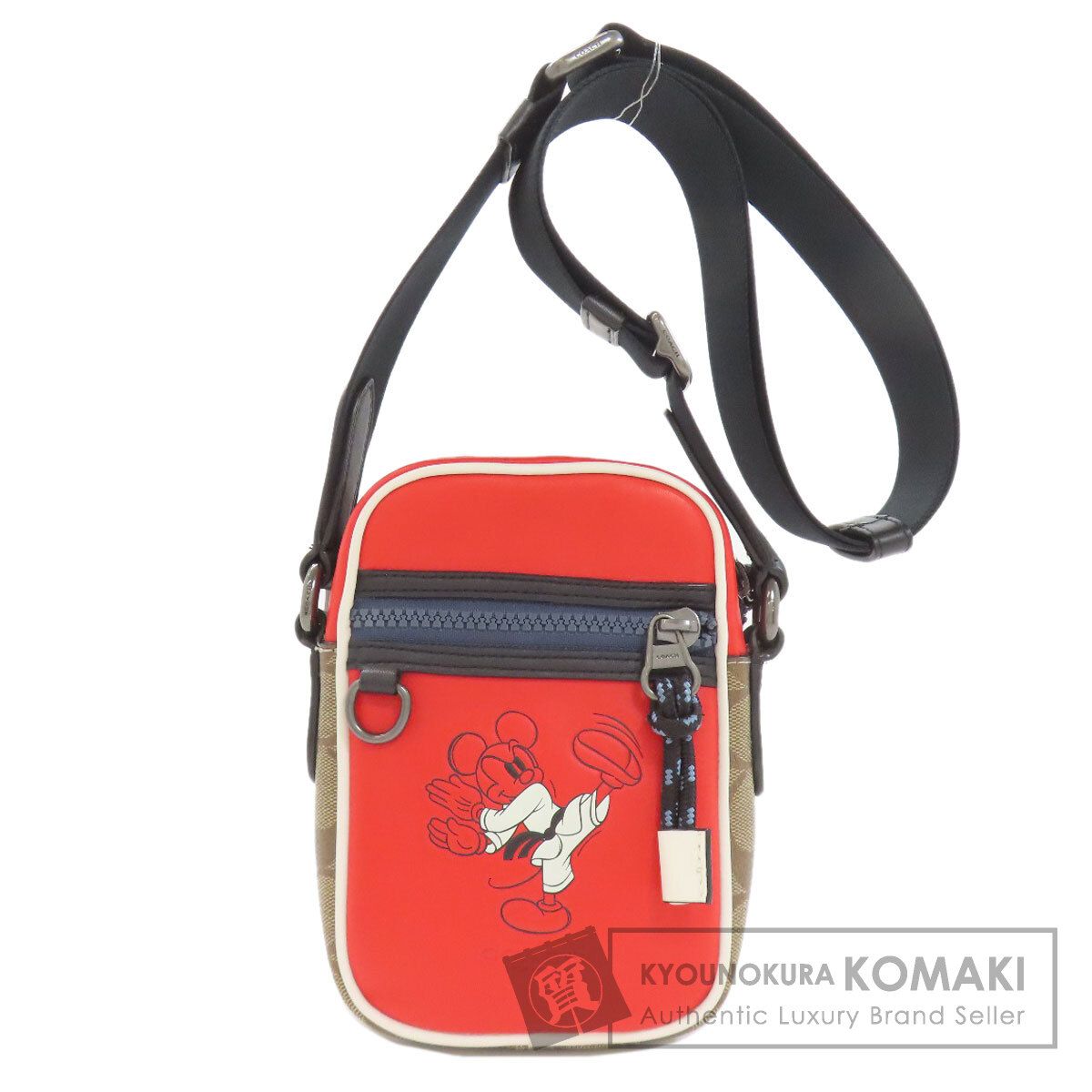 COACH コーチ C2021 ミッキー コラボ シグネチャー ショルダーバッグ レザー レディース [中古]