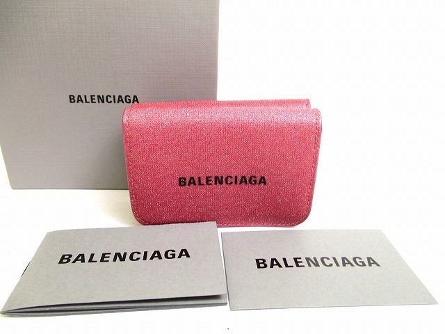 バレンシアガ BALENCIAGA キャッシュ ミニウォレット グリッターレザー 3つ折り財布 コンパクト財布 メンズ レディース 【未使用保管品】