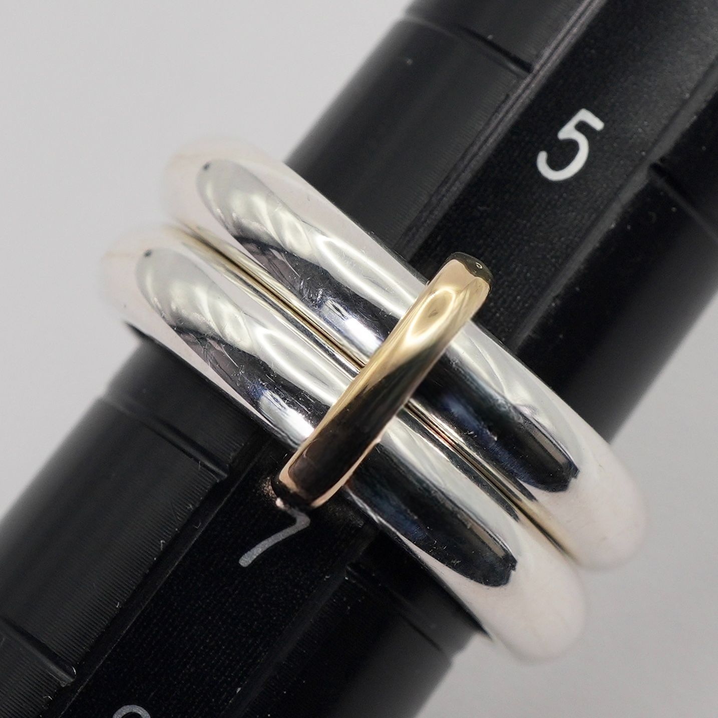 美品 ジョージジェンセン K18×シルバー 2連 リング コンビ/25-3630 