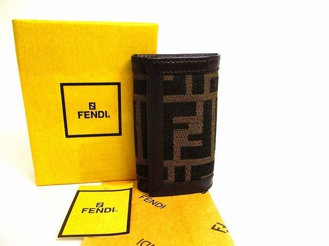 フェンディ FENDI ズッカ キャンバス シルバー金具 6連 キーケース キーリング メンズ レディース 【未使用保管品】