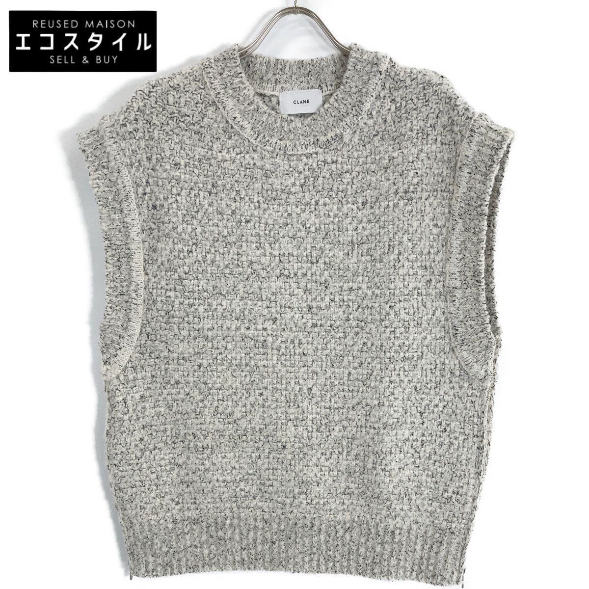 CLANE　クラネ　15106-2032 23AW グレー サイドジップツイードニットベスト　1