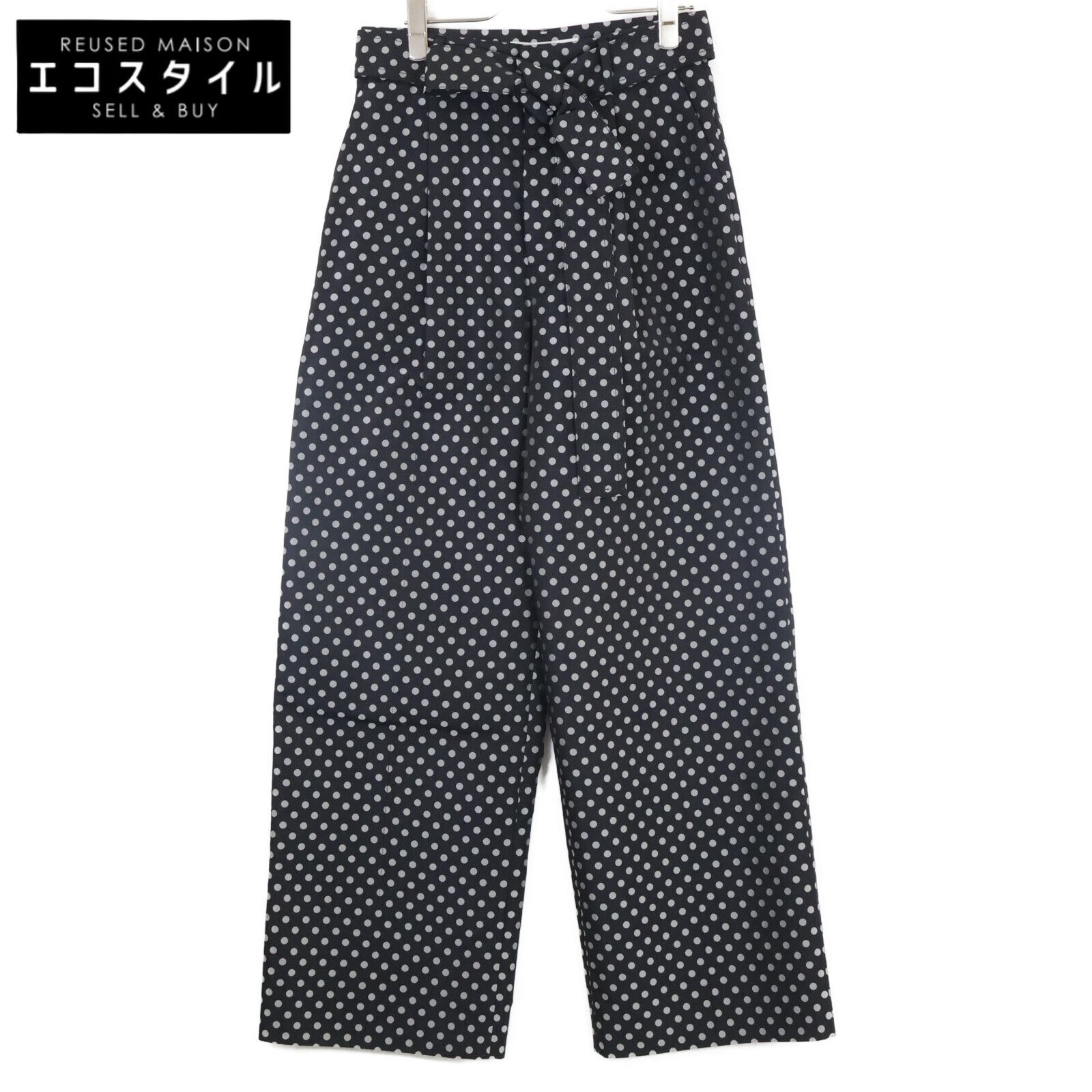 LE CIEL BLEU　ルシェルブルー　23AW ブラック Dot Belted Wide Pants　38